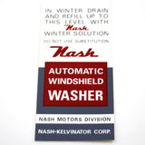 Windshield Washer Bracket Decal, 1946-1956 Nash