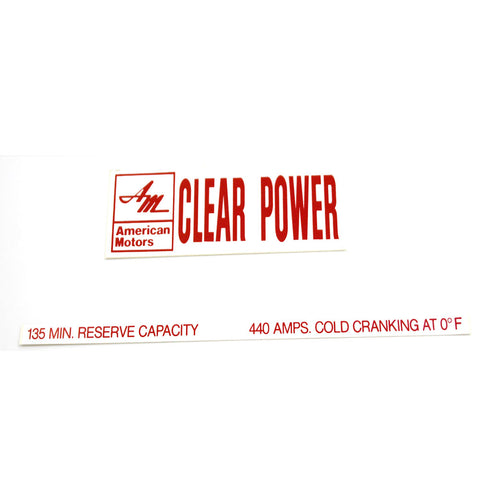 Battery Decal Set, Clear Power, 1969-70 AMC - AMC Lives