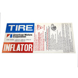 Spare Tire Inflator Decal, Space Saver, 3229177, 1974-79 AMC (See Applications)