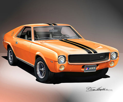 Fine Art Print, 1969 AMC AMX, 16"x20", By Danny Whitfield (11 Body Colors) - Drop ships in approx. 3-4 weeks