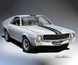 Fine Art Print, 1969 AMC AMX, 16"x20", By Danny Whitfield (11 Body Colors) - Drop ships in approx. 3-4 weeks