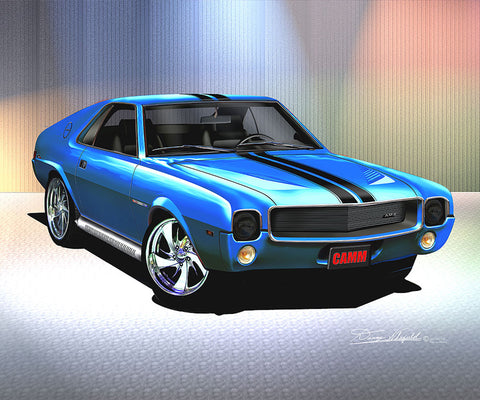 Fine Art Print, 1969 AMC AMX, 16"x20", By Danny Whitfield (11 Body Colors) - Drop ships in approx. 3-4 weeks