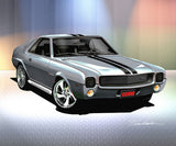 Fine Art Print, 1969 AMC AMX, 16"x20", By Danny Whitfield (11 Body Colors) - Drop ships in approx. 3-4 weeks