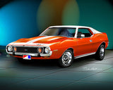 Fine Art Print, 1974 AMC Javelin AMX, 16"x20", By Danny Whitfield (9 Body Colors) - Drop ships in approx. 3-4 weeks