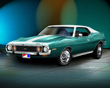 Fine Art Print, 1974 AMC Javelin AMX, 16"x20", By Danny Whitfield (9 Body Colors) - Drop ships in approx. 3-4 weeks