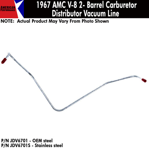 Vacuum Line, Distributor, V-8 w/2-Barrel Carburetor, 1967 AMC (OE Steel or Stainless) - AMC Lives