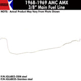 Fuel Line, 3/8" Main Front to Rear, 1968-69 AMC AMX (OE Steel or Stainless) - Drop ships in approx. 2-4 weeks