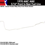 Fuel Line, 5/16" Main Front To Rear, 1970 AMC AMX (OE Steel or Stainless) - Drop ships in approx. 2-4 weeks