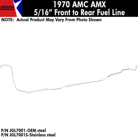 Fuel Line, 5/16" Main Front To Rear, 1970 AMC AMX (OE Steel or Stainless) - Drop ships in approx. 2-4 weeks
