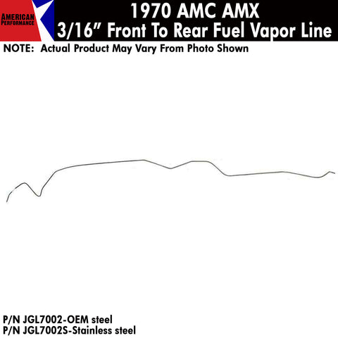 Fuel Line, 3/16" Front To Rear Return, 1970 AMC AMX (OE Steel or Stainless) - AMC Lives
