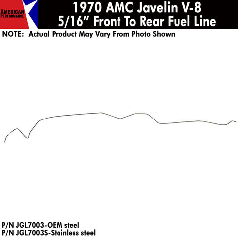 Fuel Line,  5/16" Main Front To Rear, V-8, 1970 AMC Javelin (OE Steel or Stainless) - Drop ships in approx. 2-4 weeks