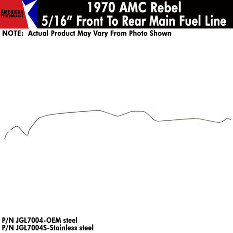 Fuel Line,  5/16" Main Front To Rear, V-8, 1970 AMC Rebel (OE Steel or Stainless) - AMC Lives