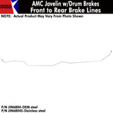 Front To Rear Brake Line, Front Drum, 1968-70 AMC Javelin (OE Steel or Stainless) - Drop ships in approx. 2-4 weeks