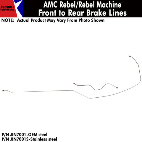 Front To Rear Brake Line, 1970 AMC Rebel (OE Steel or Stainless) - AMC Lives