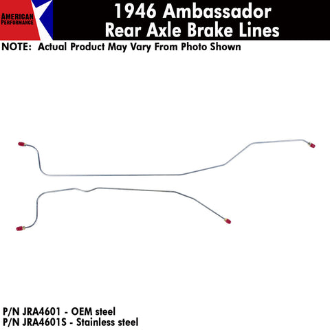 Rear Axle Brake Line, 2-Piece, 1946 AMC Ambassador (OE Steel or Stainless) - AMC Lives