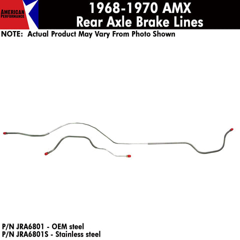 Rear Axle Brake Line, 2-Piece, 1971-74 AMC Javelin, Javelin AMX (OE Steel or Stainless)