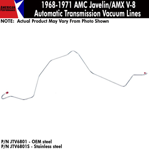 Vacuum Line, Transmission, V-8 w/Automatic, 1972-74 AMC Javelin, Javelin AMX (OE Steel or Stainless) - Drop ships in approx. 2-4 weeks