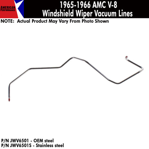 Vacuum Line, Windshield Wiper, V-8, 1965-66 AMC  (OE Steel or Stainless) - Drop ships in approx. 2-4 weeks