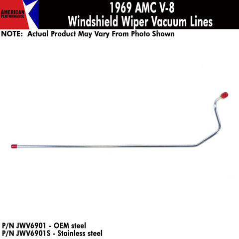 Vacuum Line, Windshield Wiper, V-8, 1969 AMC (OE Steel or Stainless) - Drop ships in 2-4 weeks