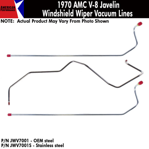 Vacuum Lines, Windshield Wiper, V-8, 1970 AMC (OE Steel or Stainless) - AMC Lives