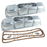 Valve Cover Kit, Pierre Cardin & Javelin Logo, Finned Polished Aluminum, 1972-73 AMC Javelin, Javelin AMX - Allow approximately 3-4 weeks for manufacturing plus shipping