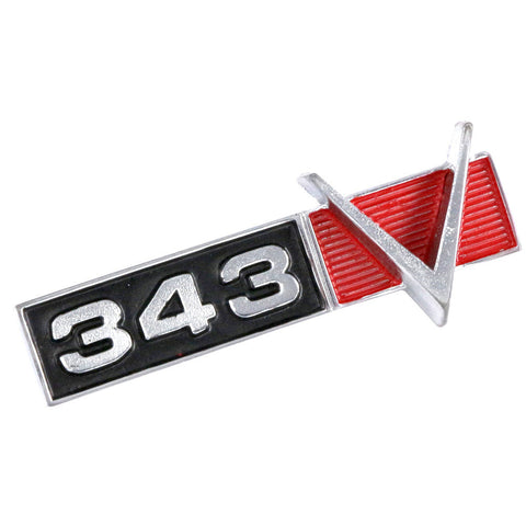 Fender Emblem, "343 V-8", Red & Black, 1968-69 AMC (2 Required) - American Performance Products, Inc.