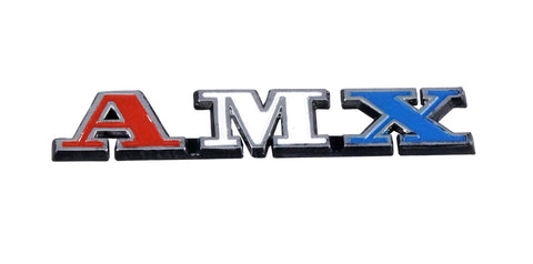 Quarter Panel, Grille, Rear Spoiler, & Door Panel Emblem, "AMX", Red, White, & Blue, 1971-74 AMC Javelin AMX (6 Required) - American Performance Products, Inc.