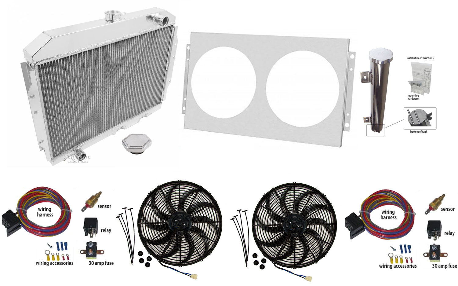 Radiator, Aluminum 3-Row Master Kit, 1958-78 AMC, Rambler (Except Conc ...